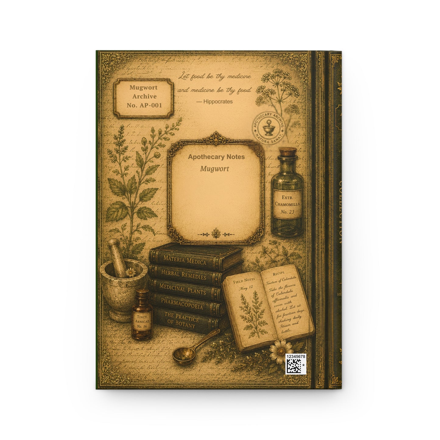 Mugwort Journal, Personalized Herbal Journal, Apothecary Notebook, Botanical Writing Journal, Dark Academia Gift