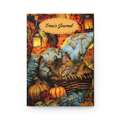 Quilted-Look Exotic Shorthair Cat Journal - Cozy Autumn Basket Scene