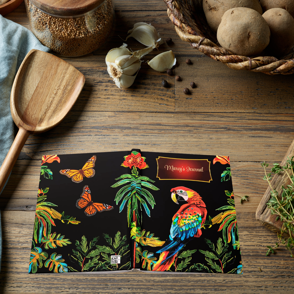 Beaded Look Parrot Quilted Journal – Colorful Tropical Notebook Gift