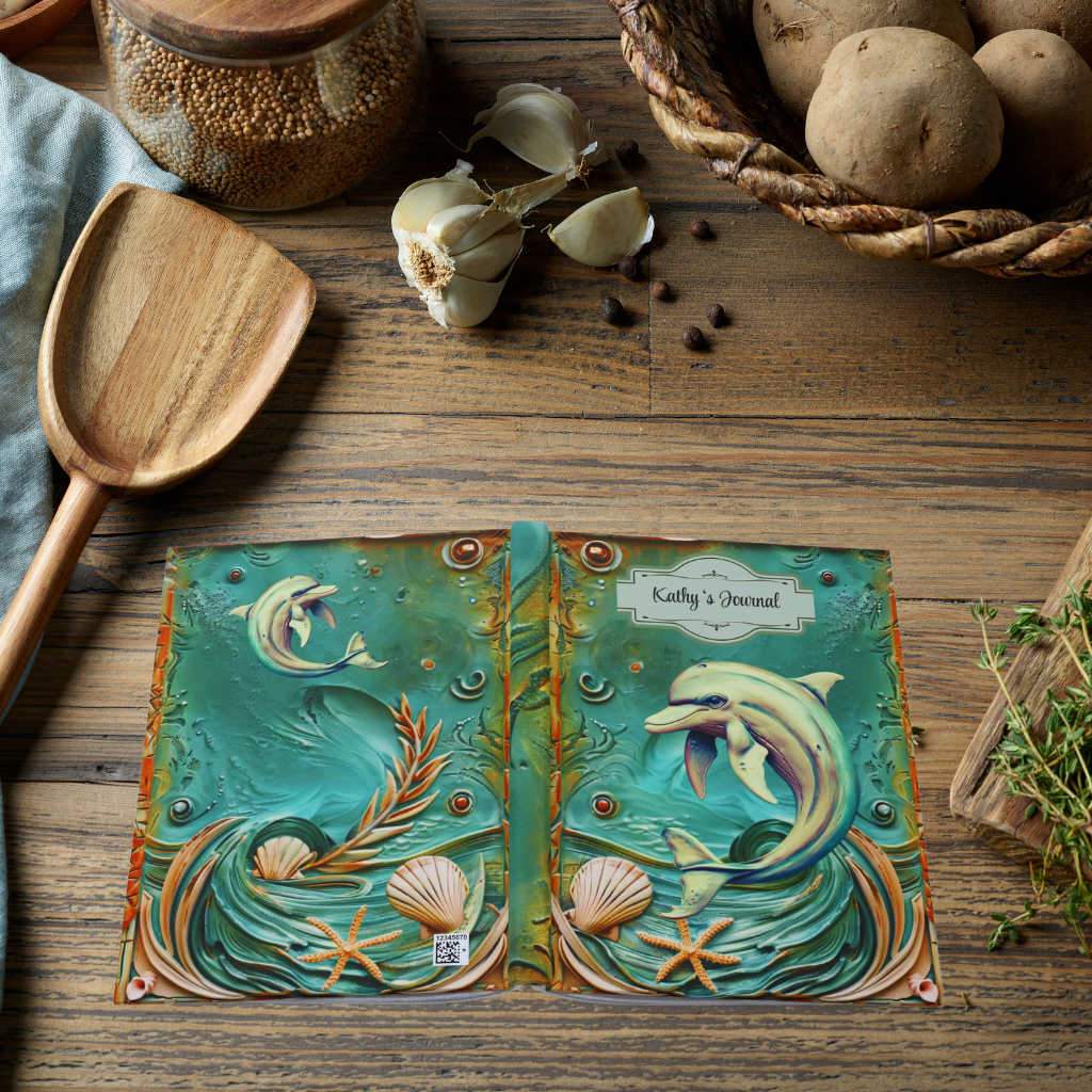 Embossed Look Dolphin Journal – Ocean Fantasy Writing Notebook Gift