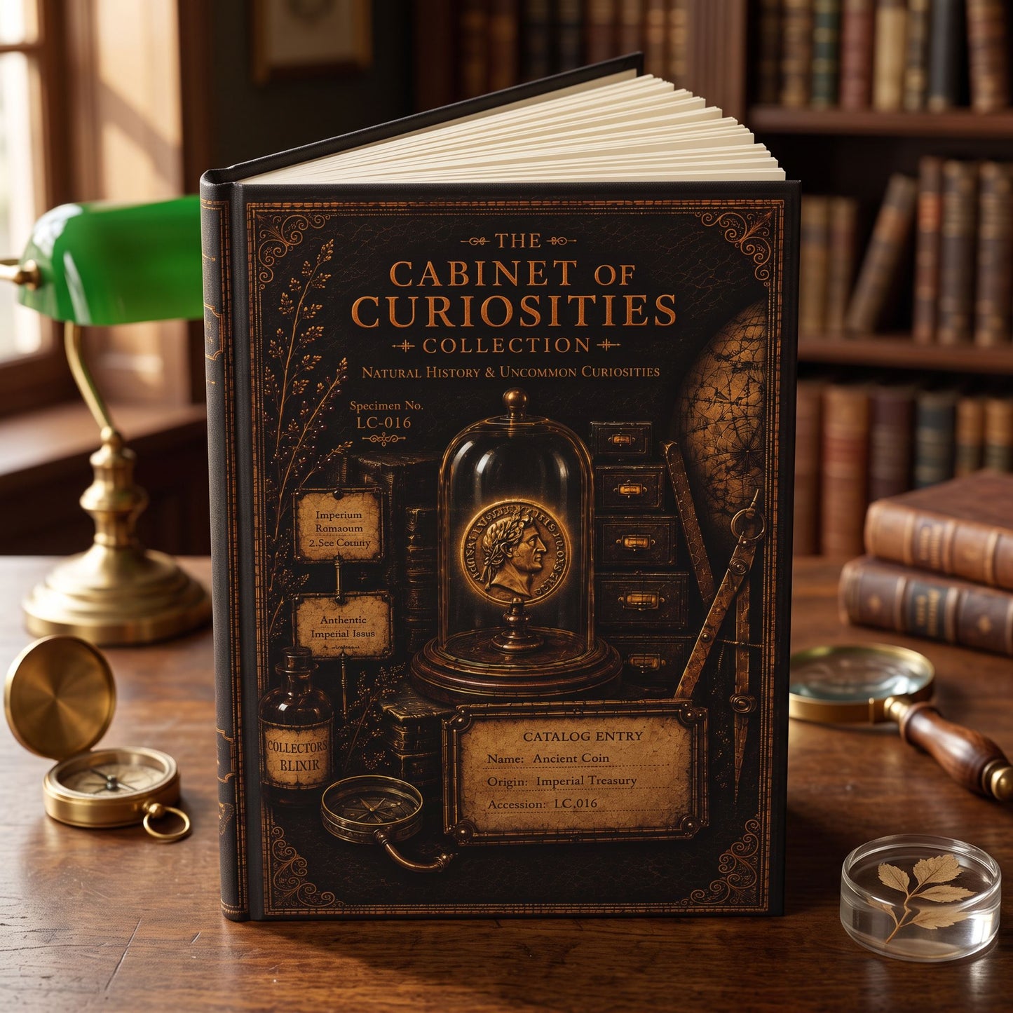 Ancient Coin Journal, Personalized Cabinet of Curiosities Hardcover Notebook, Victorian Dark Academia Gift