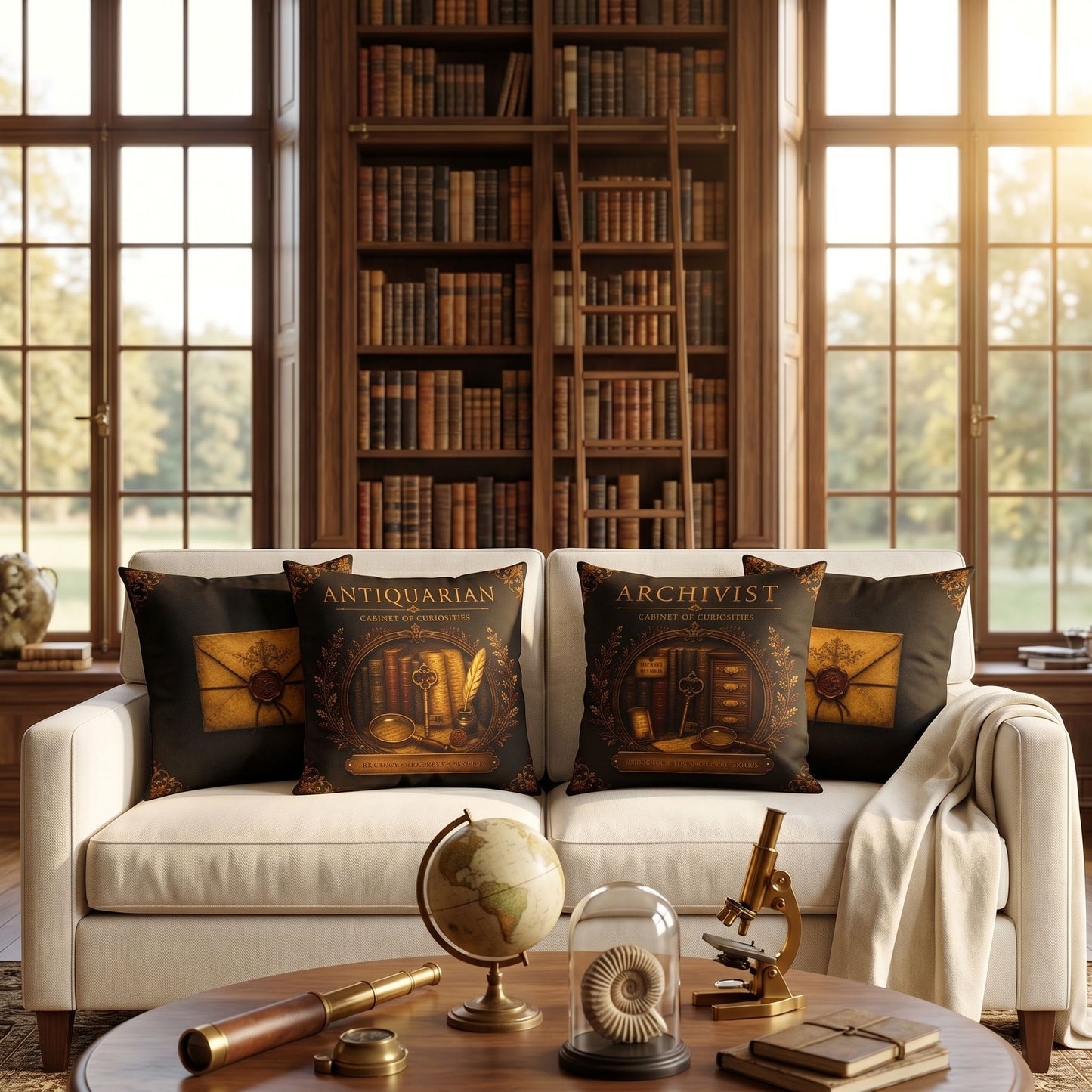 Archivist Cabinet of Curiosities Pillow, Dark Academia Throw Pillow, Library Decor Cushion, Museum Style Home Accent