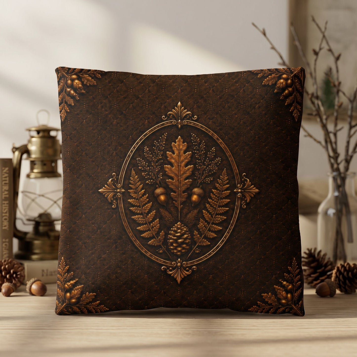 Fox Woodland Pillow, Rustic Throw Pillow, Cabin Decor Cushion, Lodge Style Accent, Wildlife Home Decor