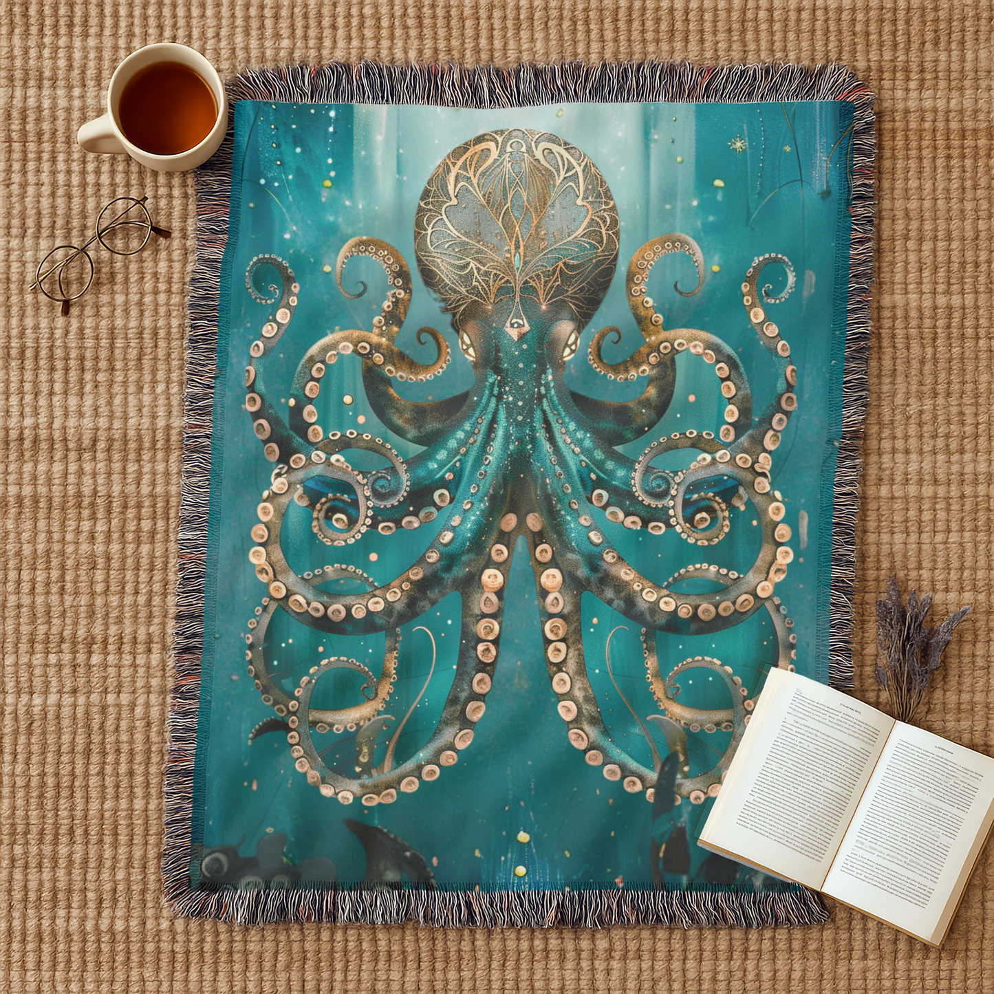 Beaded Look Octopus – Woven Throw Blanket