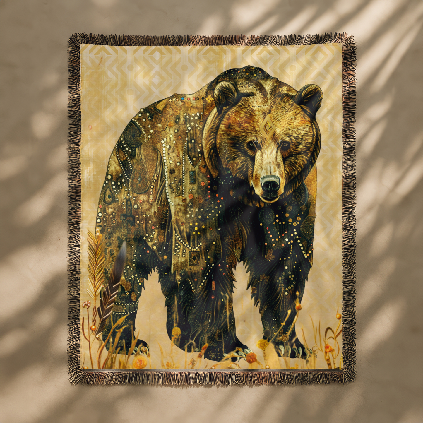 Beaded Look Spirit Bear – Woven Throw Blanket