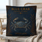 Blue Crab Coastal Pillow, Nautical Throw Pillow, Navy Coastal Cushion, Beach House & Lake House Decor, Coastal Grandma Style