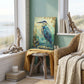 Blue Heron Glass Art Panel, Tempered Glass Coastal Decor, Beach House Accent