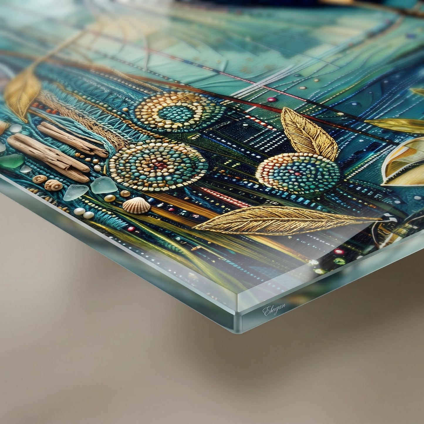Blue Heron Glass Art Panel, Tempered Glass Coastal Decor, Beach House Accent