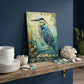 Blue Heron Glass Art Panel, Tempered Glass Coastal Decor, Beach House Accent