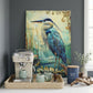 Blue Heron Glass Art Panel, Tempered Glass Coastal Decor, Beach House Accent
