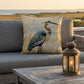 Blue Heron Coastal Accent Pillow – Reversible Premium Indoor Outdoor Cushion