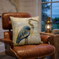 Blue Heron Coastal Accent Pillow – Reversible Premium Indoor Outdoor Cushion