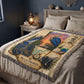 Blue Heron Woven Throw Blanket | Coastal Bird Decor | Cotton Tapestry Throw | Naturalist Journal Gift