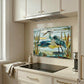 Blue Heron Metal Kitchen Backsplash Panel, Stained Glass Inspired Wall Art