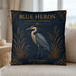 Blue Heron Coastal Pillow, Nautical Throw Pillow, Navy Coastal Cushion, Beach House & Lake House Decor, Coastal Grandma Style