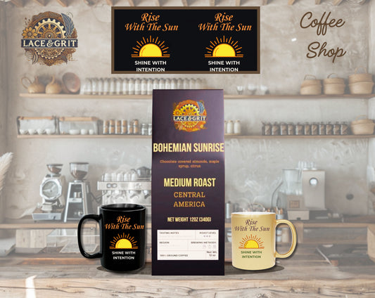 Bohemian Sunrise | Medium Roast Coffee | Chocolate Almonds, Maple Syrup, Citrus | (12oz, Whole Bean or Ground)