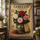 Camellia Woven Throw Blanket, Botanical Garden Decor, Cotton Tapestry Throw, English Cottage Floral Gift