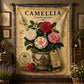Camellia Woven Throw Blanket, Botanical Garden Decor, Cotton Tapestry Throw, English Cottage Floral Gift