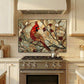 Cardinal Metal Kitchen Backsplash Panel, Stained Glass Look Bird Wall Art
