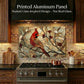 Cardinal Metal Kitchen Backsplash Panel, Stained Glass Look Bird Wall Art
