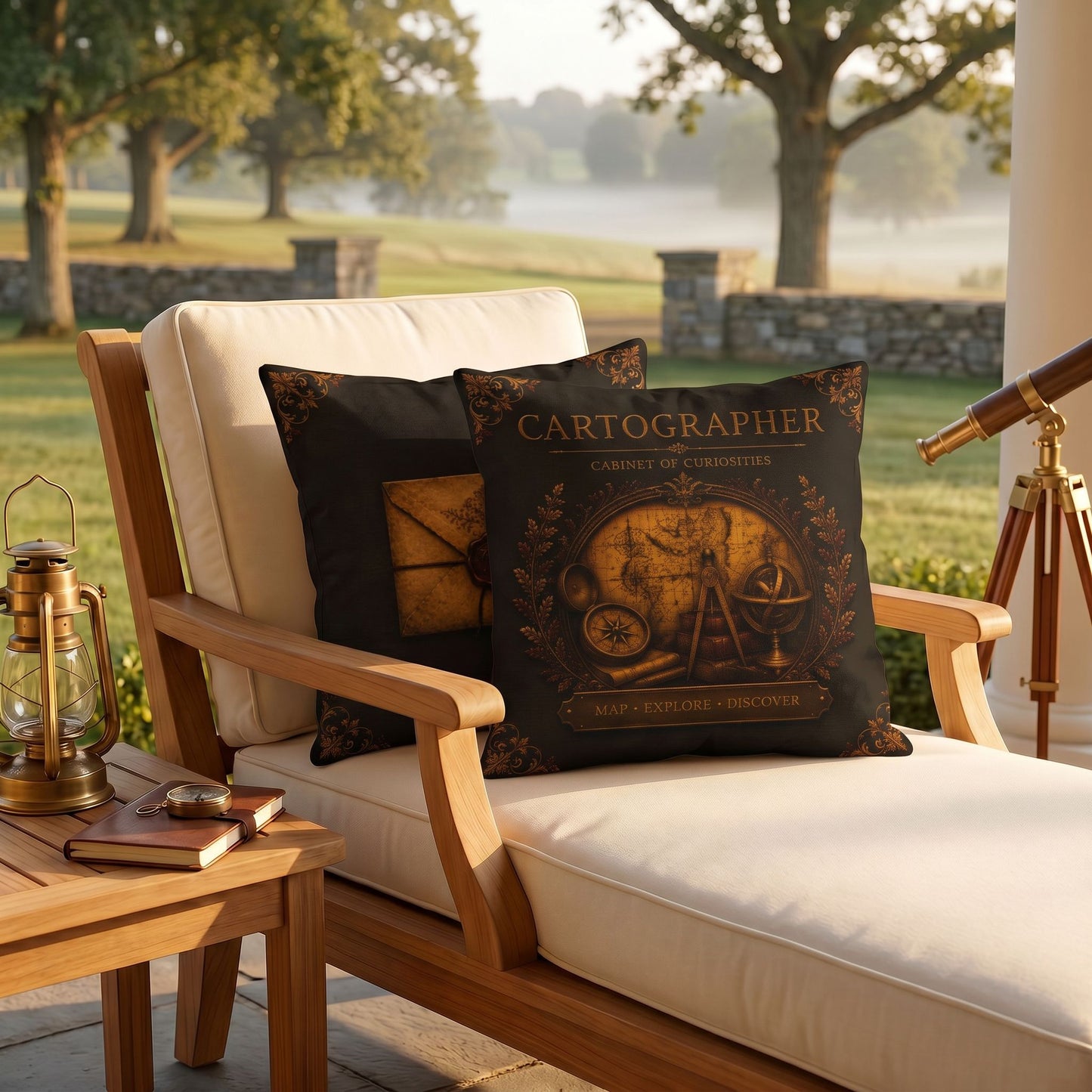 Cartographer Cabinet of Curiosities Pillow, Dark Academia Throw Pillow, Library Decor Cushion, Museum Style Home Accent