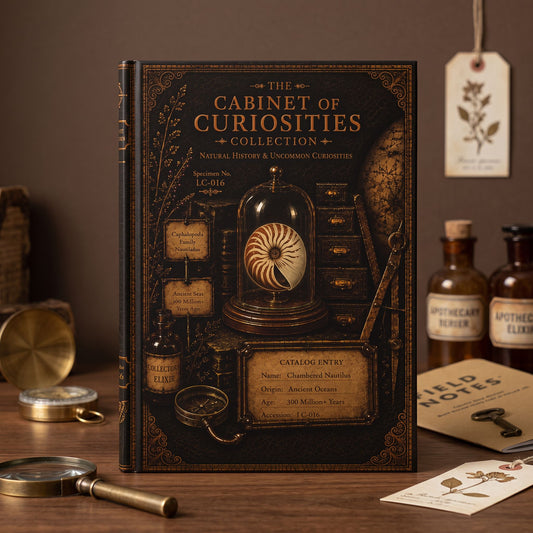 Chambered Nautilus Journal, Personalized Cabinet of Curiosities Hardcover Notebook, Nautical Gift