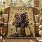 Clematis Woven Throw Blanket, Botanical Garden Decor, Cotton Tapestry Throw, English Cottage Floral Gift