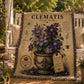 Clematis Woven Throw Blanket, Botanical Garden Decor, Cotton Tapestry Throw, English Cottage Floral Gift