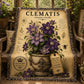 Clematis Woven Throw Blanket, Botanical Garden Decor, Cotton Tapestry Throw, English Cottage Floral Gift