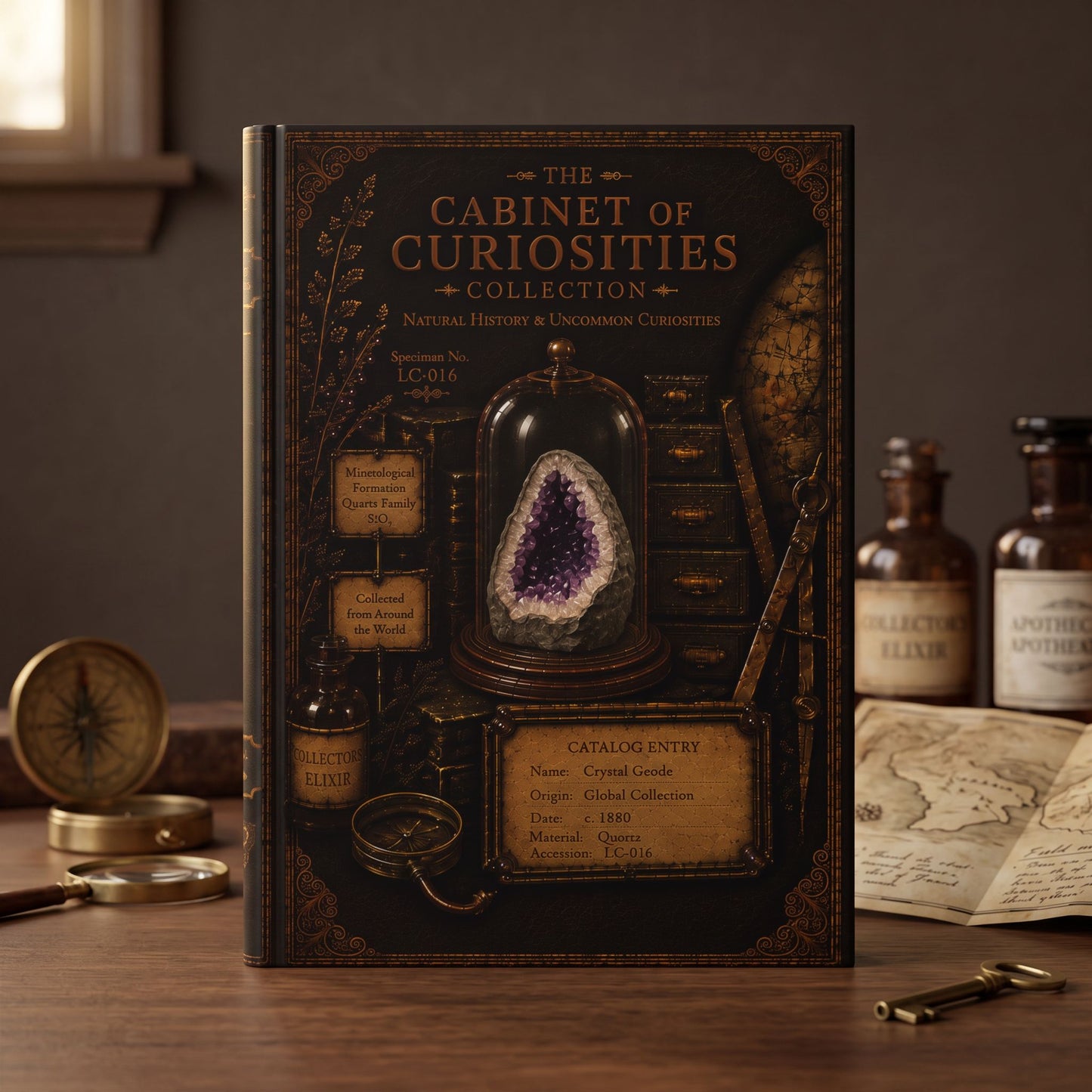 Crystal Geode Journal, Personalized Cabinet of Curiosities Hardcover Notebook, Crystal Lover Gift
