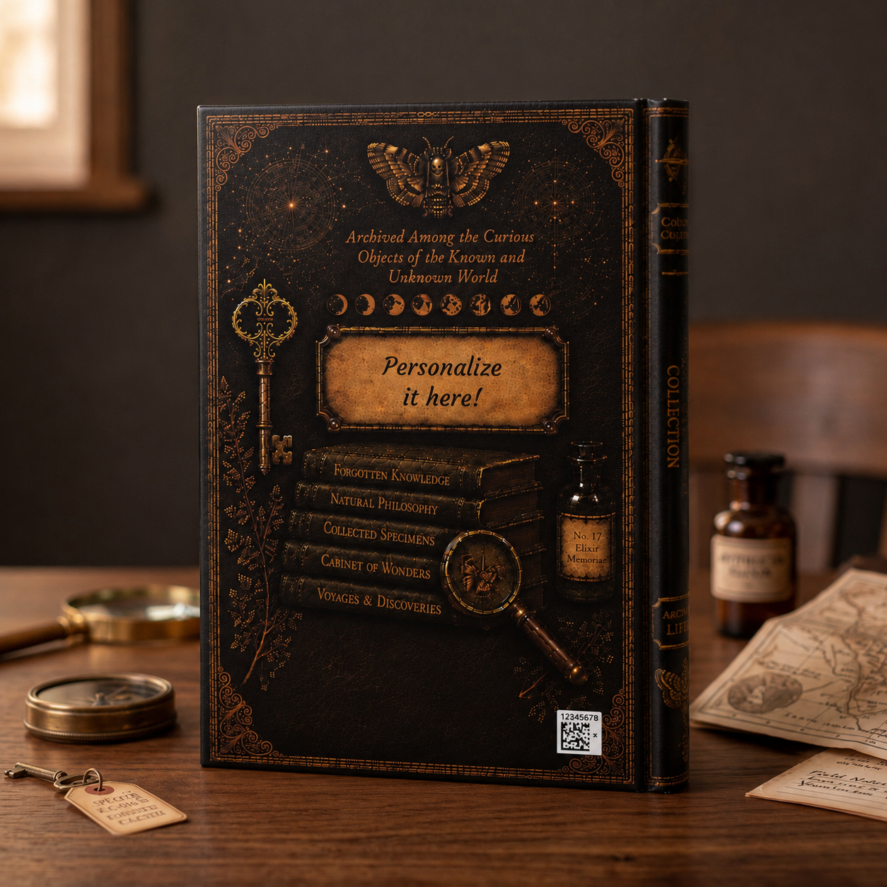 Crystal Geode Journal, Personalized Cabinet of Curiosities Hardcover Notebook, Crystal Lover Gift