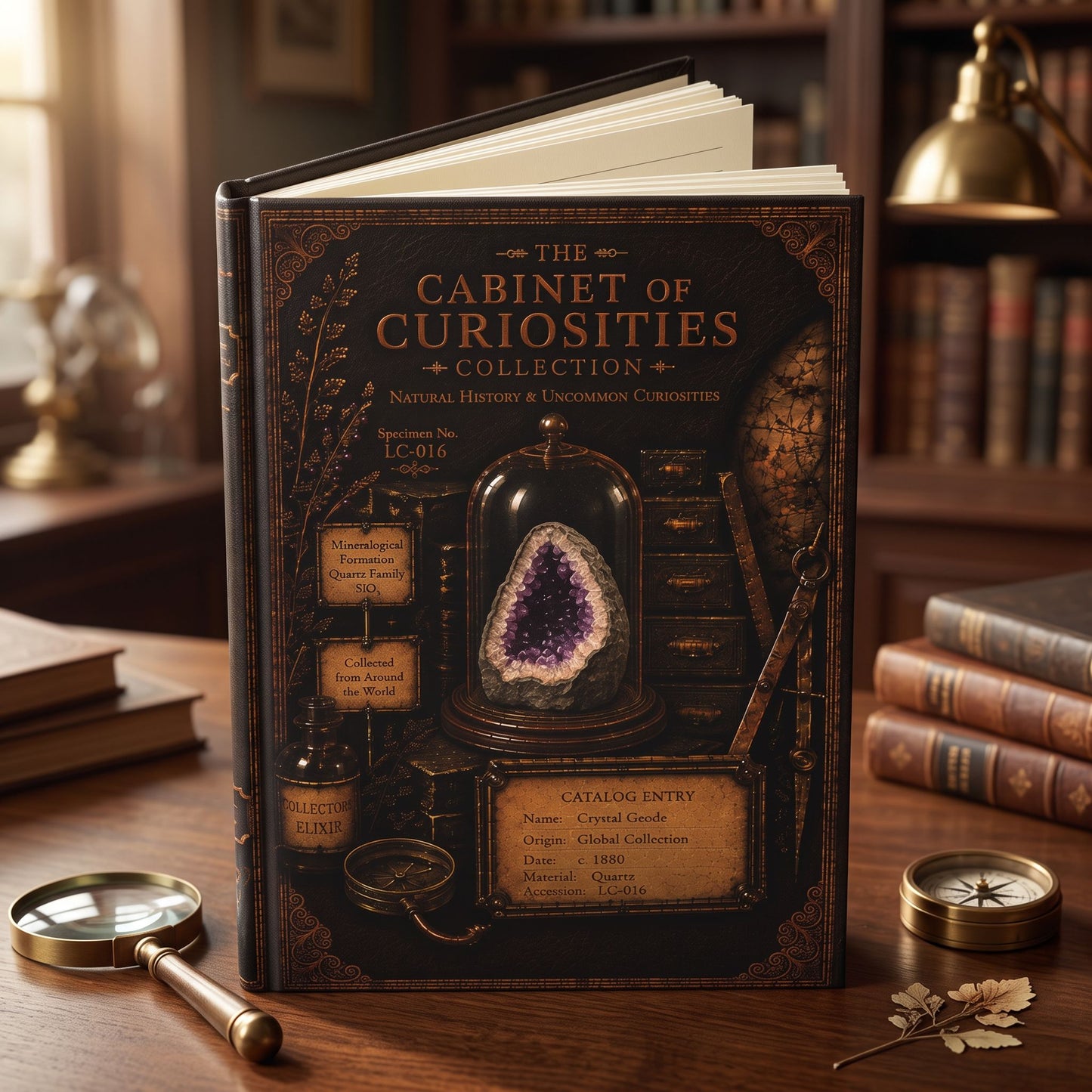 Crystal Geode Journal, Personalized Cabinet of Curiosities Hardcover Notebook, Crystal Lover Gift