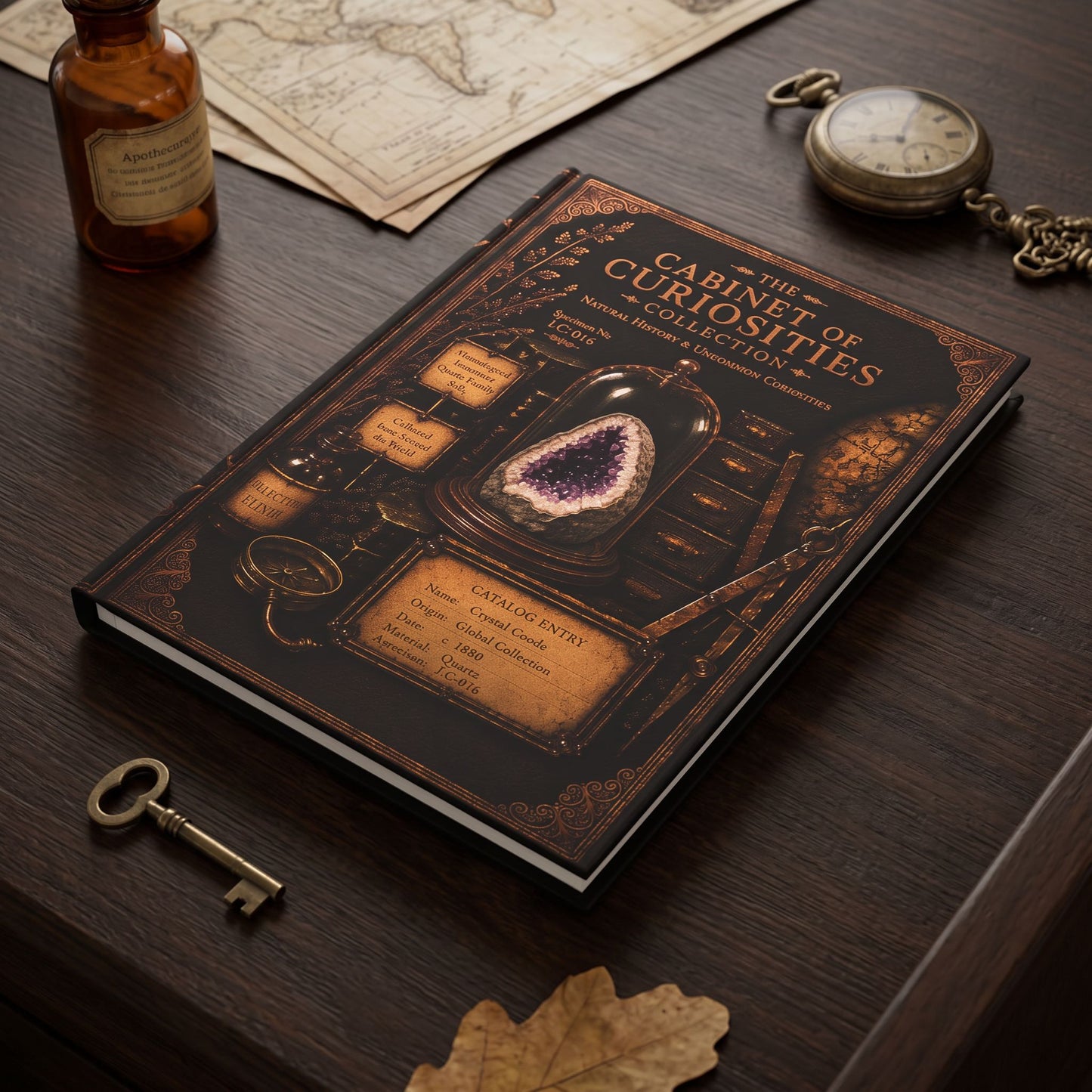 Crystal Geode Journal, Personalized Cabinet of Curiosities Hardcover Notebook, Crystal Lover Gift
