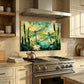 Dragonfly Metal Kitchen Backsplash Panel, Stained Glass Look Art