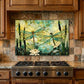 Dragonfly Metal Kitchen Backsplash Panel, Stained Glass Look Art
