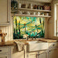 Dragonfly Metal Kitchen Backsplash Panel, Stained Glass Look Art