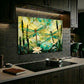 Dragonfly Metal Kitchen Backsplash Panel, Stained Glass Look Art