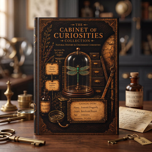 Emerald Dragonfly Journal, Personalized Cabinet of Curiosities Hardcover Notebook, Nature Gift