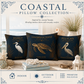 Blue Heron Coastal Pillow, Nautical Throw Pillow, Navy Coastal Cushion, Beach House & Lake House Decor, Coastal Grandma Style