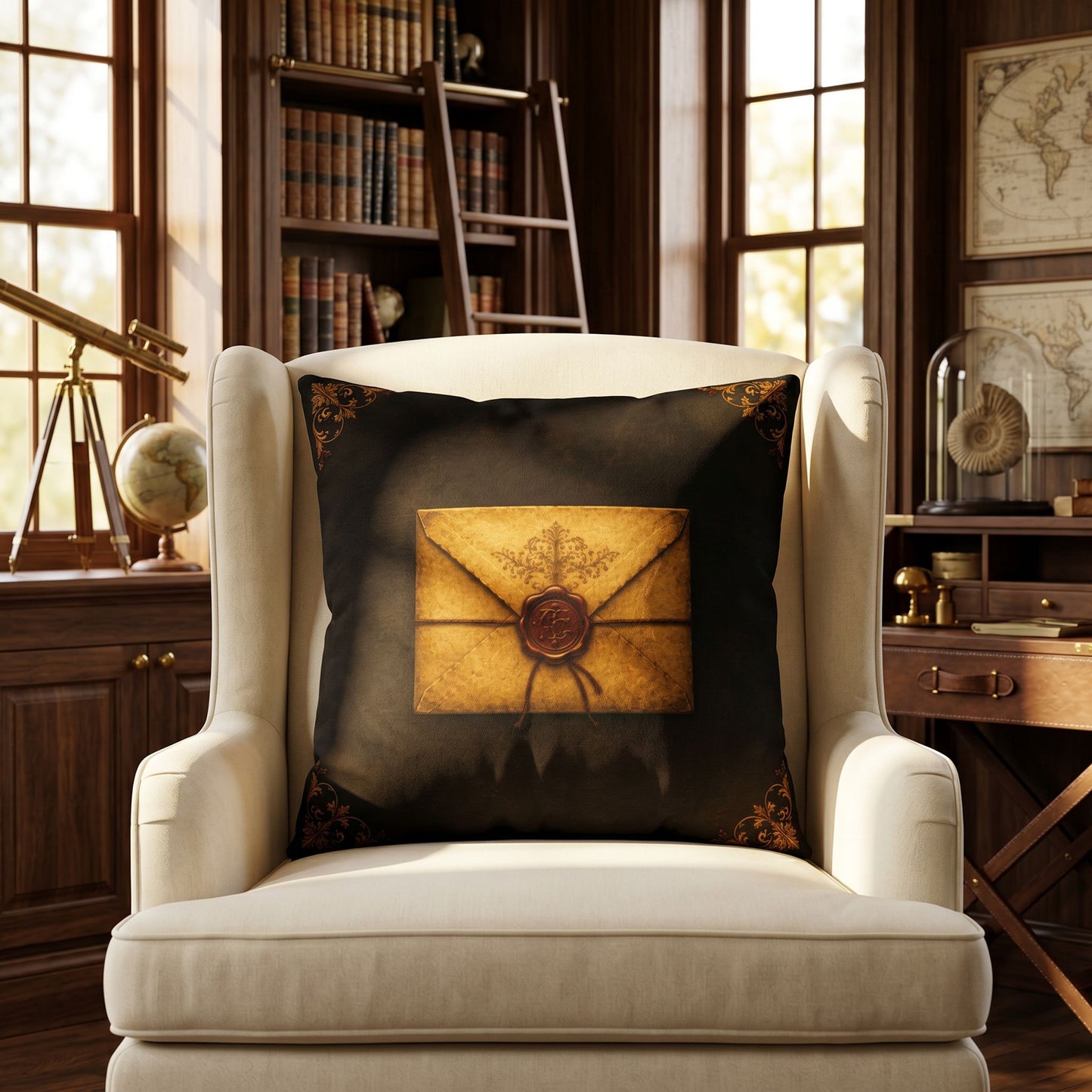 Explorer Cabinet of Curiosities Pillow, Dark Academia Throw Pillow, Library Decor Cushion, Museum Style Home Accent