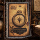 Explorer's Compass Woven Throw Blanket | Cabinet of Curiosities Decor | Cotton Tapestry | Adventure History Gift