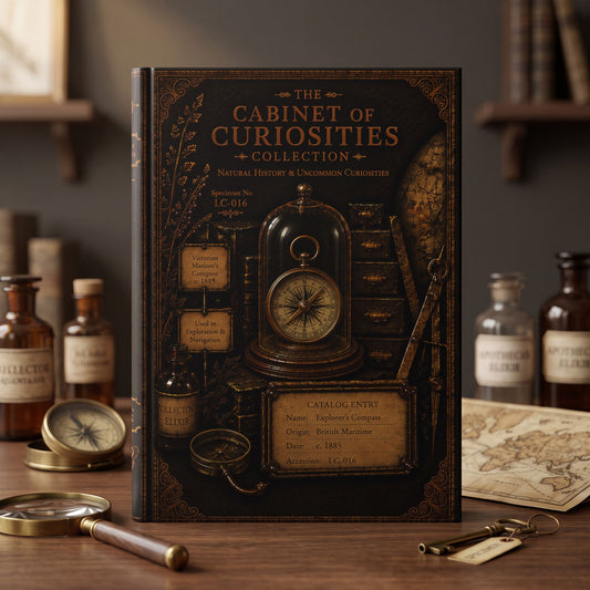 Explorer's Compass Journal, Personalized Cabinet of Curiosities Hardcover Notebook, Adventure Gift