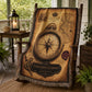 Explorer's Compass Woven Throw Blanket | Cabinet of Curiosities Decor | Cotton Tapestry | Adventure History Gift