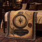 Explorer's Compass Woven Throw Blanket | Cabinet of Curiosities Decor | Cotton Tapestry | Adventure History Gift