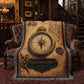 Explorer's Compass Woven Throw Blanket | Cabinet of Curiosities Decor | Cotton Tapestry | Adventure History Gift