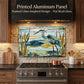 Blue Heron Metal Kitchen Backsplash Panel, Stained Glass Inspired Wall Art