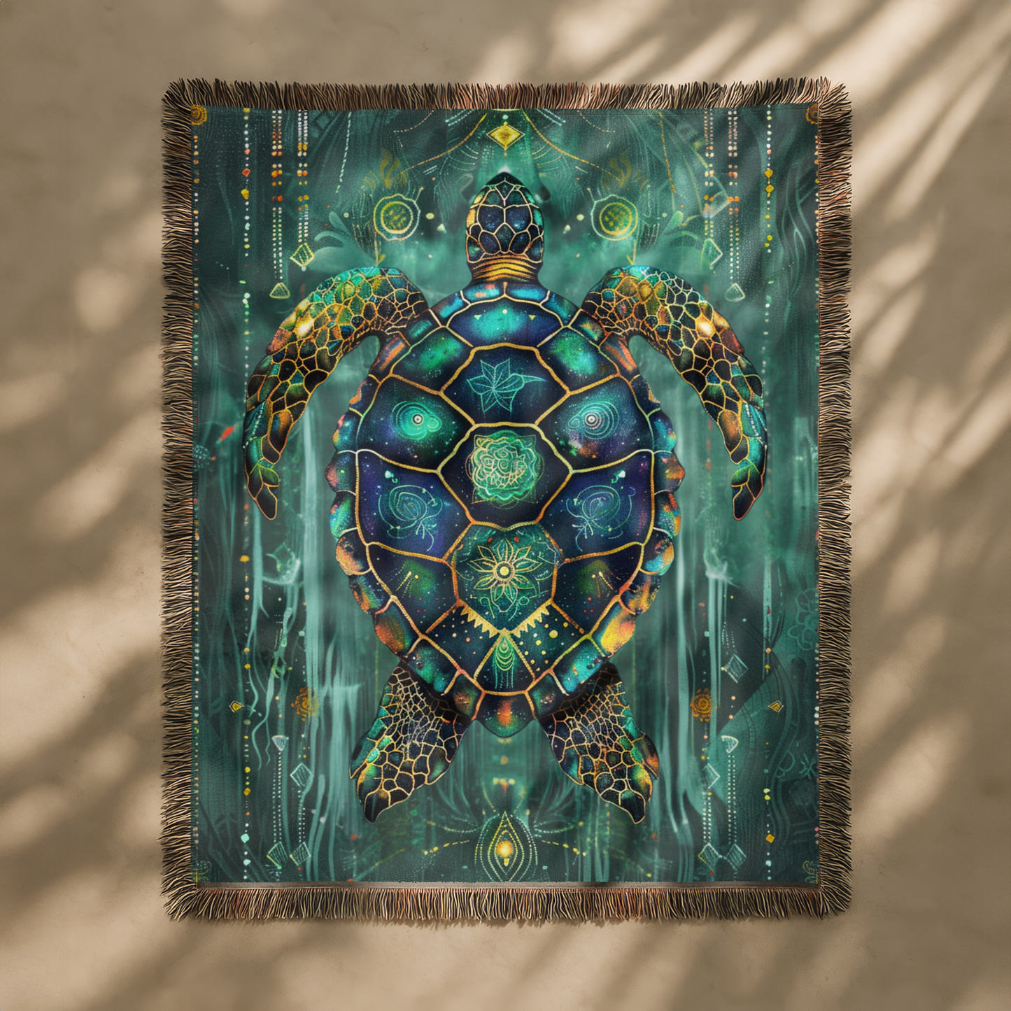 Beaded Look Sea Turtle – Woven Throw Blanket