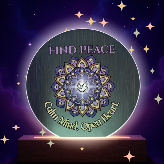 Find Peace Mandala Wall Art – Calm Mind Open Heart Spiritual Dove Decor