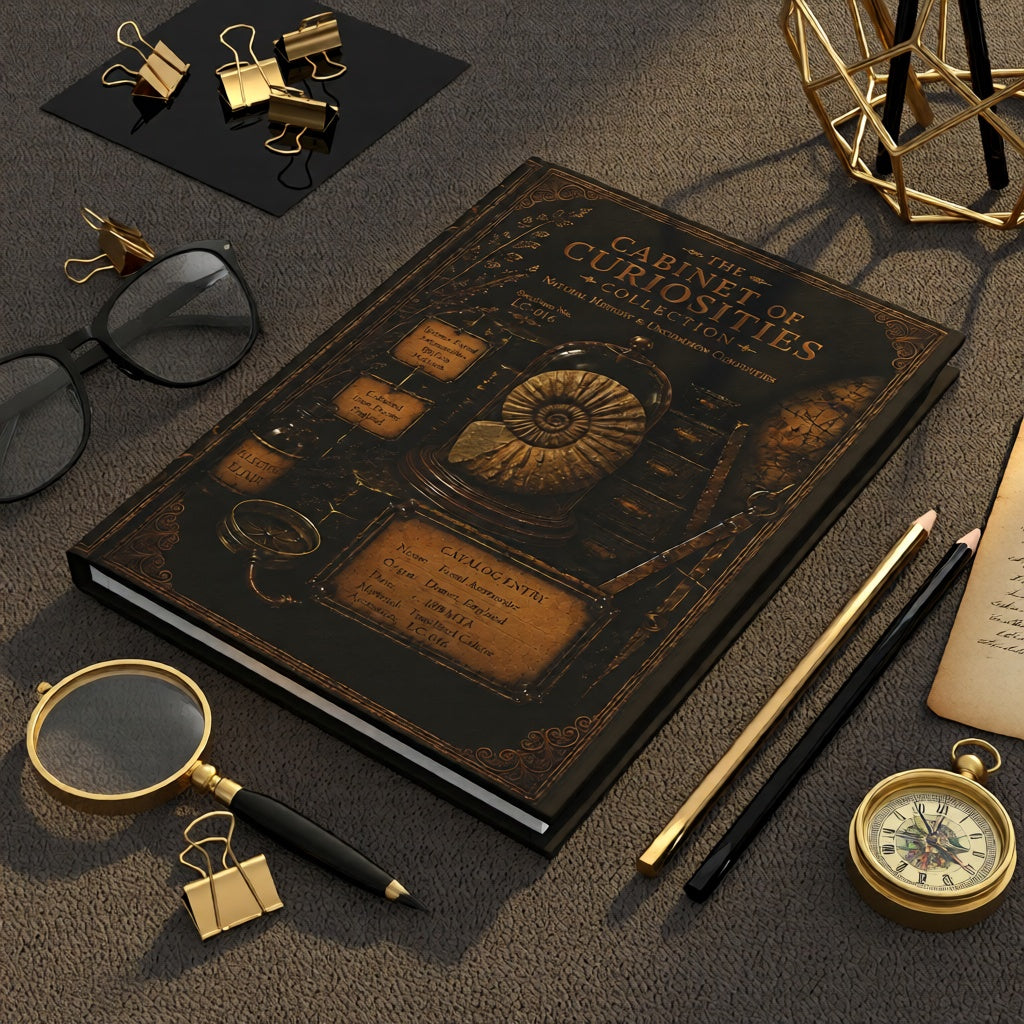 Fossil Ammonite Journal, Personalized Cabinet of Curiosities Hardcover Notebook, Dark Academia Gift