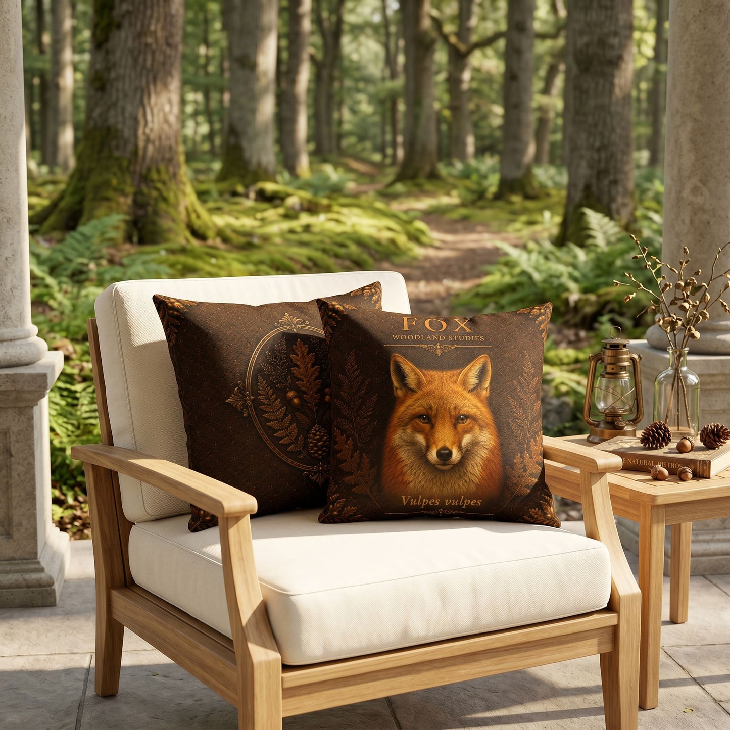 Fox Woodland Pillow, Rustic Throw Pillow, Cabin Decor Cushion, Lodge Style Accent, Wildlife Home Decor